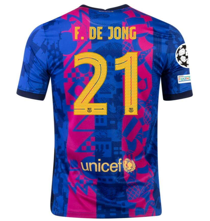 2021/22 Barcelona Football Kit Third Soccer Jersey with FRENKIE DE JONG 21 UCL printing